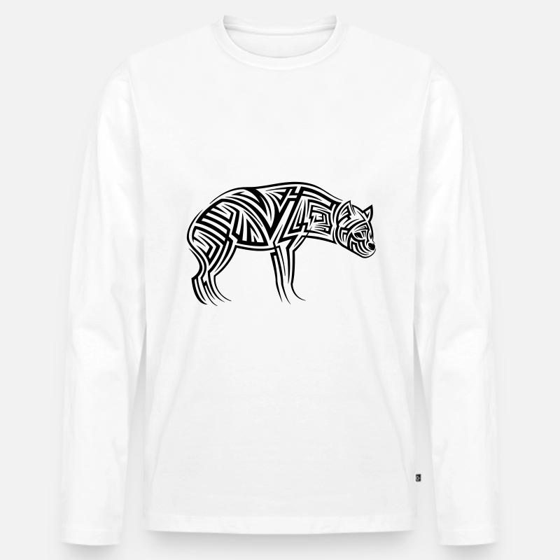 Hyäne Tribal Tattoo - Männer Premium Bio Langarmshirt - Weiß