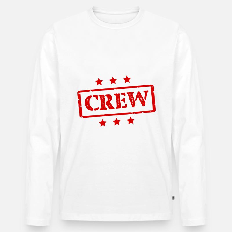 Crew - Männer Premium Bio Langarmshirt - Weiß