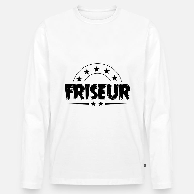Friseur Beruf - Männer Premium Bio Langarmshirt - Weiß