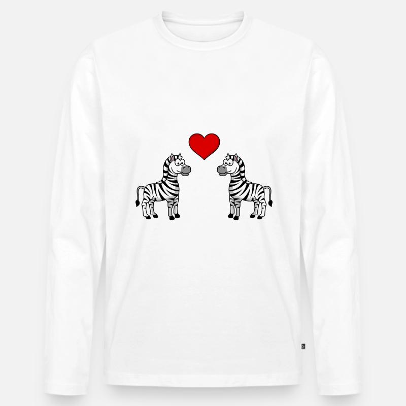 Zebra Comic Paar Liebe - Männer Premium Bio Langarmshirt - Weiß