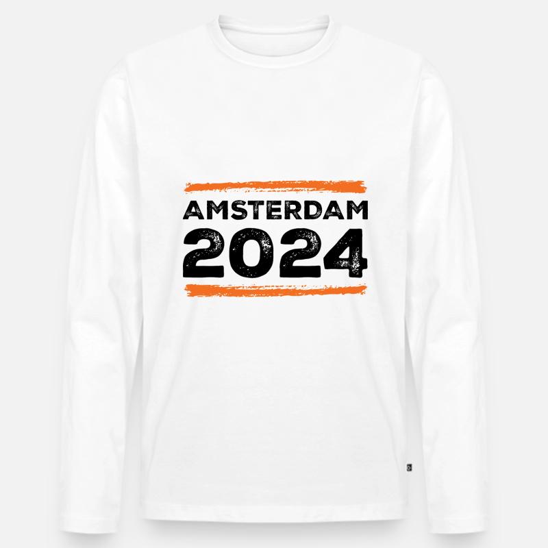 Amsterdam 2024 Spruch - Männer Premium Bio Langarmshirt - Weiß