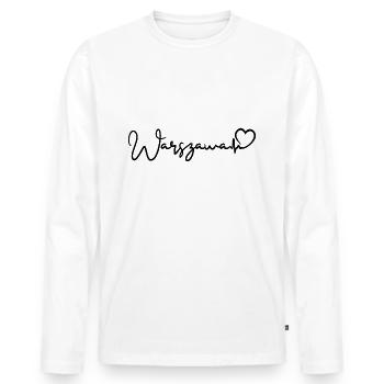 Warszawa Heartbeat Varsovie - T-shirt manches longues Premium bio Homme - blanc - Devant - Nico (187cm)