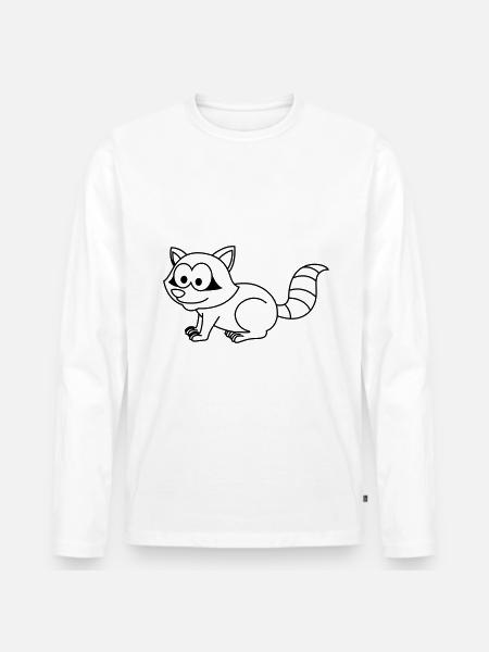 Raccoon Comic Animal - Men's Premium Organic Long Sleeve Shirt - white