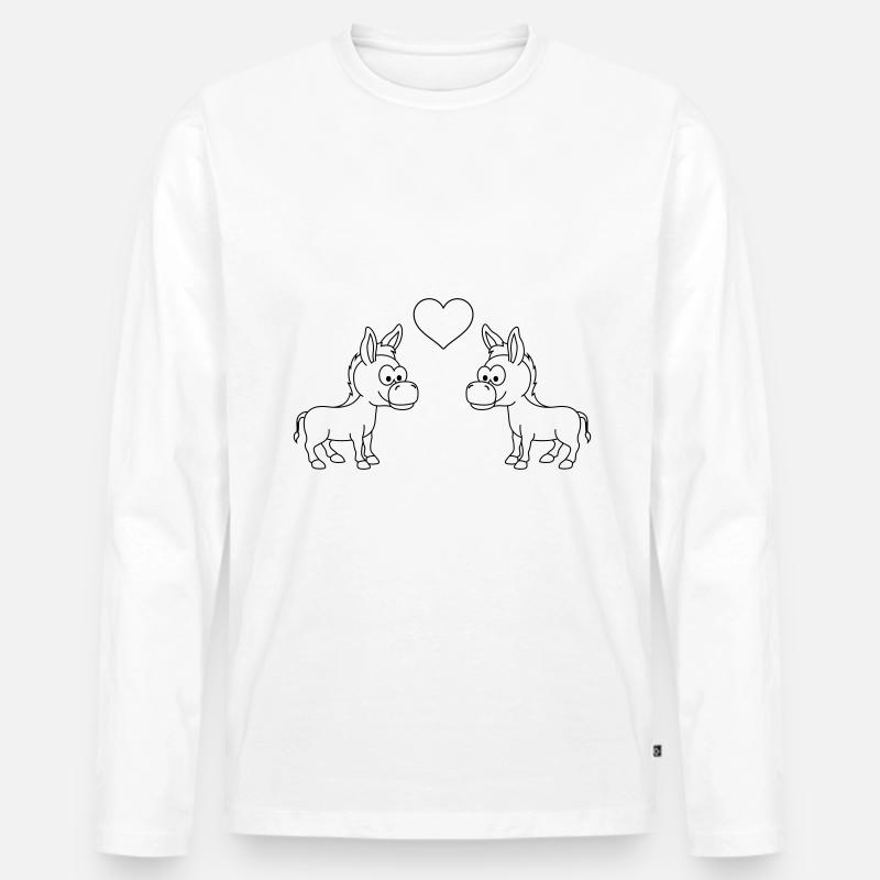 Esel Comic Paar liebe - Männer Premium Bio Langarmshirt - Weiß