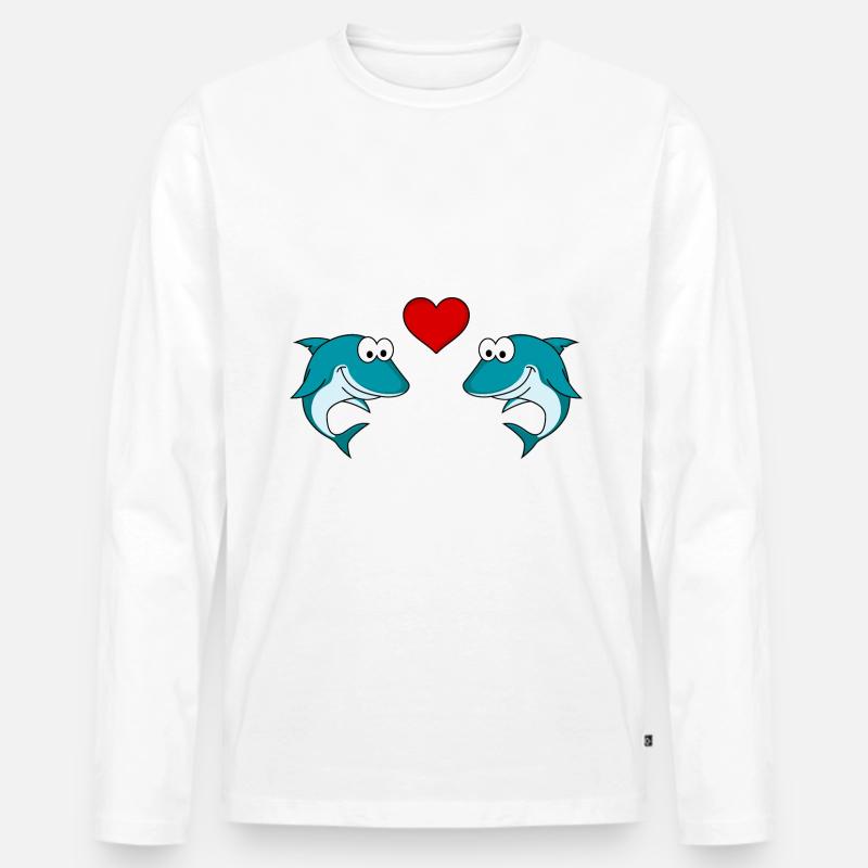 Hai Comic Paar Liebe - Männer Premium Bio Langarmshirt - Weiß