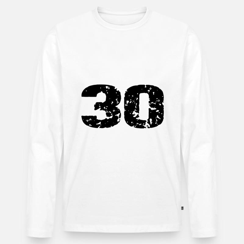 30 Zahl Trikot - Männer Premium Bio Langarmshirt - Weiß