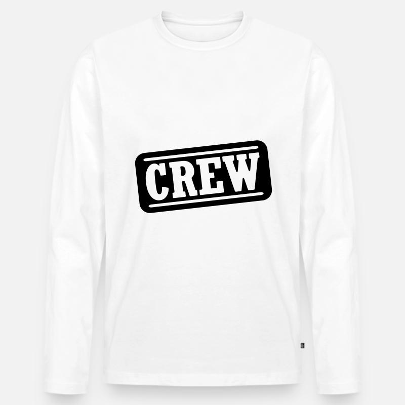 Crew Stempel - Männer Premium Bio Langarmshirt - Weiß