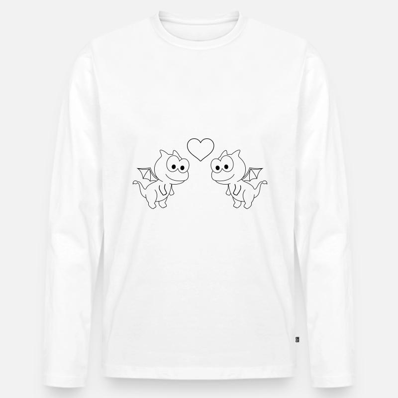 Drache Comic Paar liebe - Männer Premium Bio Langarmshirt - Weiß
