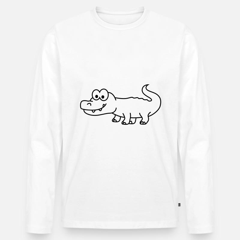 Alligator Comic Tier - Männer Premium Bio Langarmshirt - Weiß