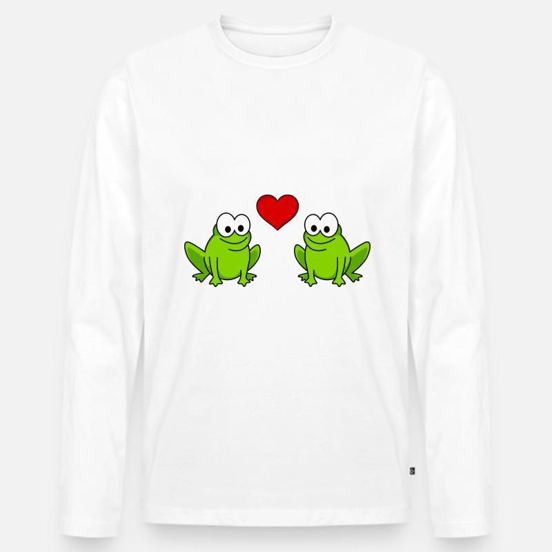 Frosch Comic Paar liebe - Männer Premium Bio Langarmshirt - Weiß