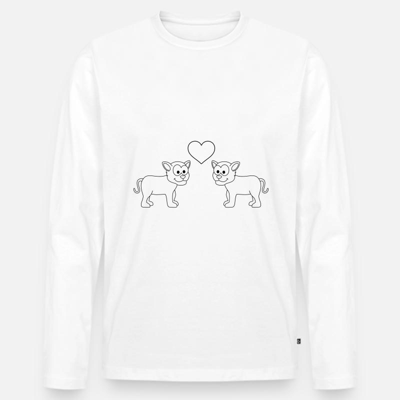 Panther Comic Paar liebe - Männer Premium Bio Langarmshirt - Weiß