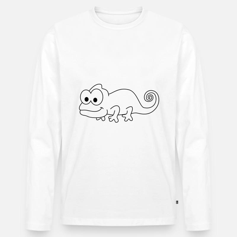 Chamäleon Comic Tier - Männer Premium Bio Langarmshirt - Weiß