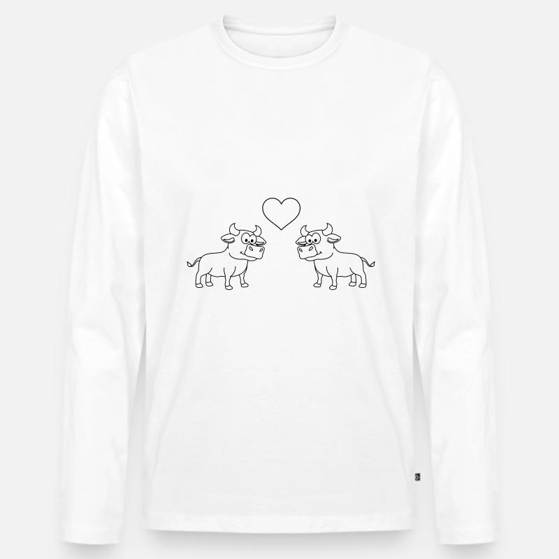 Stier Comic Paar Liebe - Männer Premium Bio Langarmshirt - Weiß