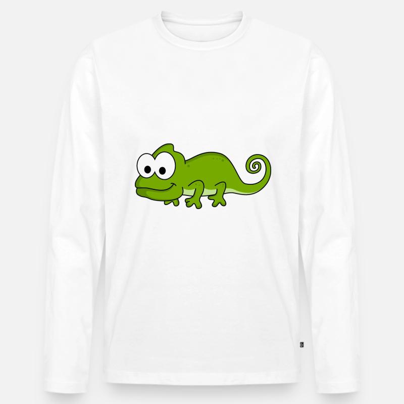 Chamäleon Comic Tier - Männer Premium Bio Langarmshirt - Weiß