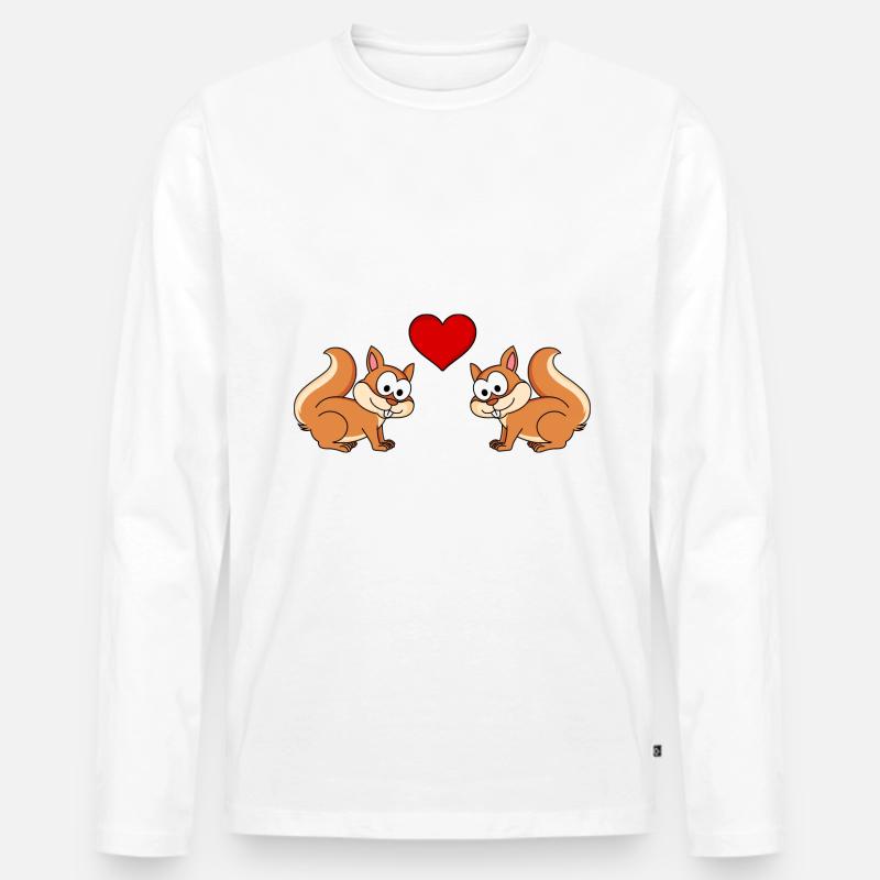 Eichhörnchen Comic Paar Liebe - Männer Premium Bio Langarmshirt - Weiß