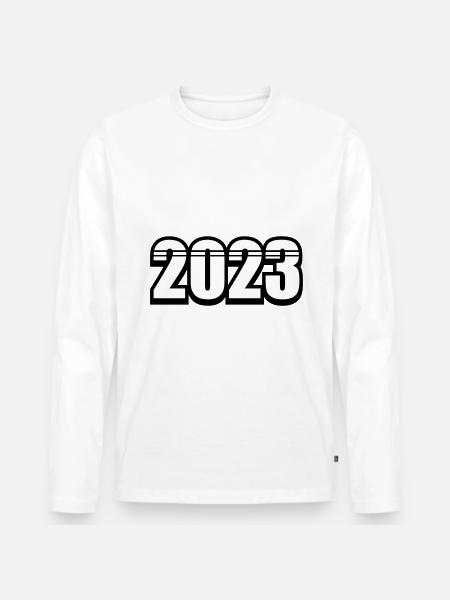 2023 Linie - Männer Premium Bio Langarmshirt - Weiß