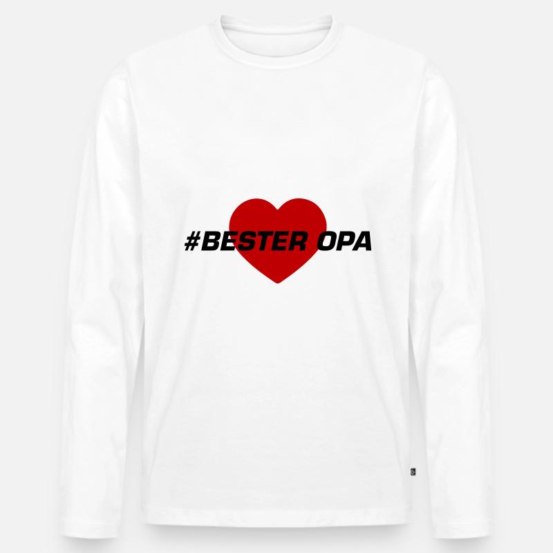 Bester Opa Herz Liebe - Männer Premium Bio Langarmshirt - Weiß