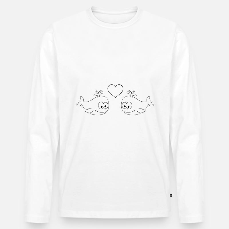 Wale Comic Paar liebe - Männer Premium Bio Langarmshirt - Weiß
