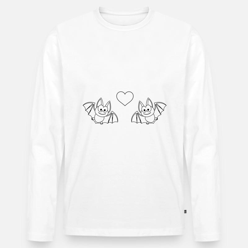 Fledermaus Comic Paar liebe - Männer Premium Bio Langarmshirt - Weiß