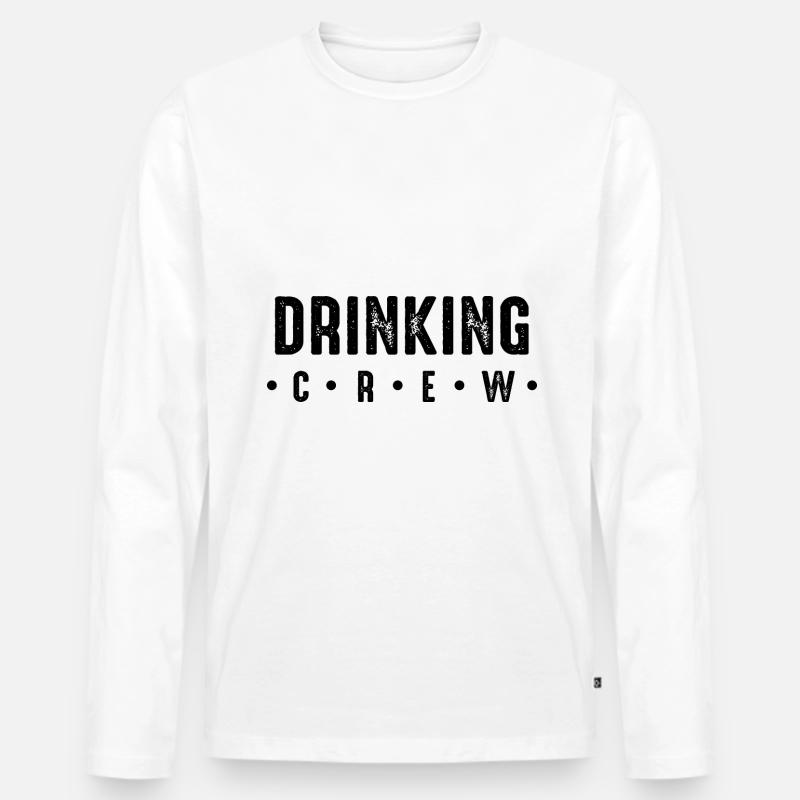Drinking Crew - Männer Premium Bio Langarmshirt - Weiß