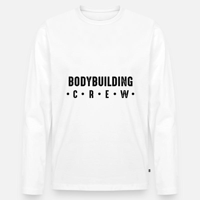 Bodybuilding Crew - Männer Premium Bio Langarmshirt - Weiß