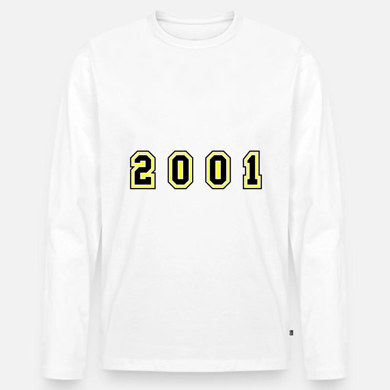 2001 Jahr Zahl - Männer Premium Bio Langarmshirt - Weiß