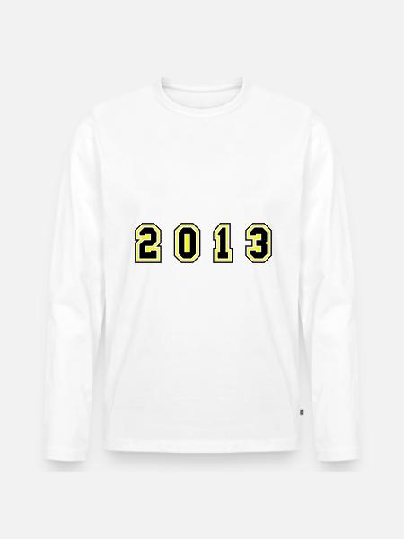 2013 Year Number - Men's Premium Organic Long Sleeve Shirt - white