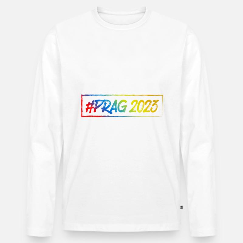 Prag 2023 - Männer Premium Bio Langarmshirt - Weiß