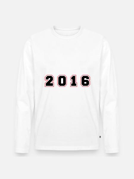2016 Year Number - Men's Premium Organic Long Sleeve Shirt - white