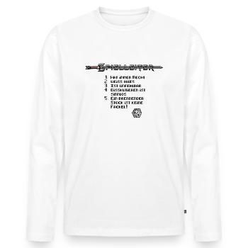 Spielleiter Rollenspiel Pen und Paper Würfel - Männer Premium Bio Langarmshirt - Weiß - Vorne - Nico (187cm)