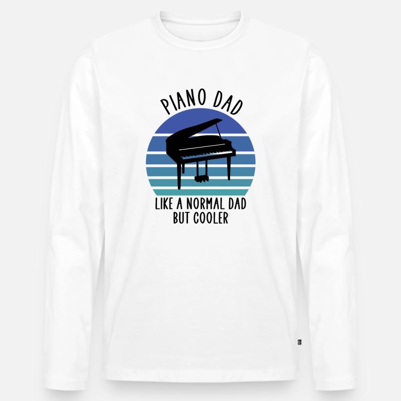 Piano dad - Männer Premium Bio Langarmshirt - Weiß
