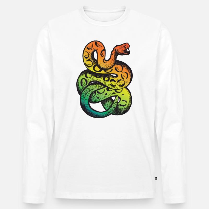 Regenbogen Klapperschlange - Männer Premium Bio Langarmshirt - Weiß