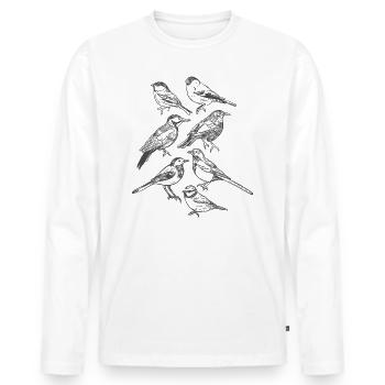 Oiseau à la main dessiné Oiseaux - T-shirt manches longues Premium bio Homme - blanc - Devant - Nico (187cm)
