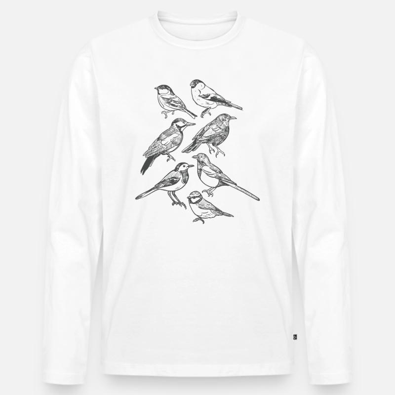 Vogel hand Gezeichnet Vögel - Männer Premium Bio Langarmshirt - Weiß