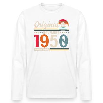 75th Birthday Legend November 1950 Volume 50 - Men's Premium Organic Long Sleeve Shirt - white - Front - Nico (187cm)