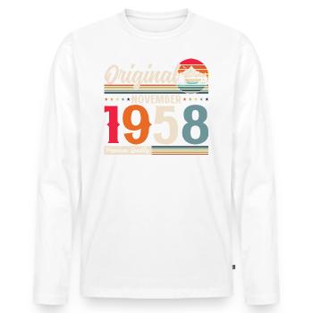 66e anniversaire Légende Novembre 1958 Volume 58 - T-shirt manches longues Premium bio Homme - blanc - Devant - Nico (187cm)