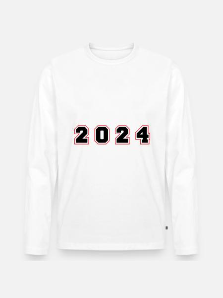 2024 year number - Men's Premium Organic Long Sleeve Shirt - white