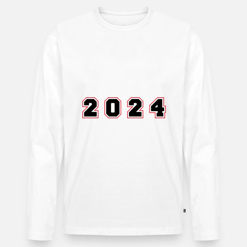 2024 Jahr Zahl - Männer Premium Bio Langarmshirt - Weiß