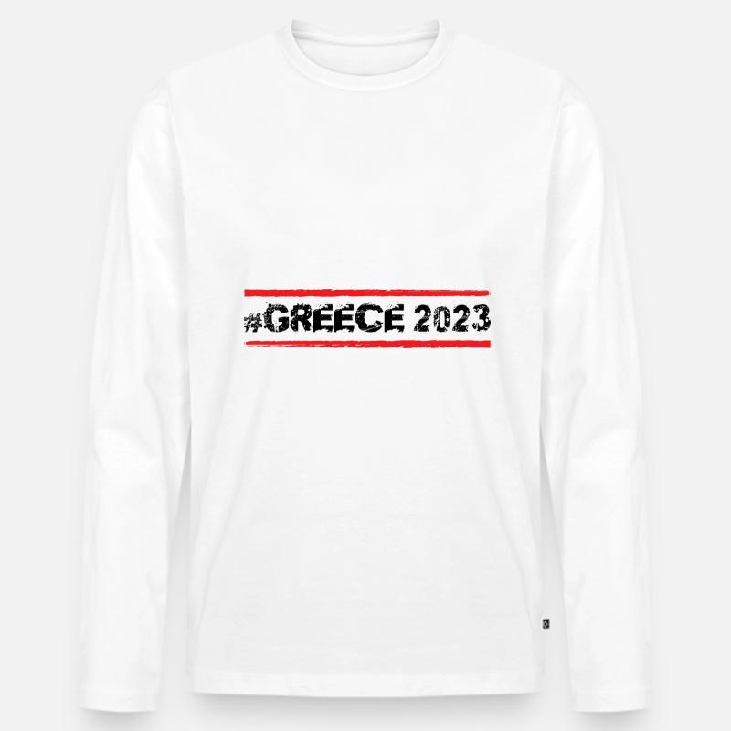 Greece 2023 - Männer Premium Bio Langarmshirt - Weiß