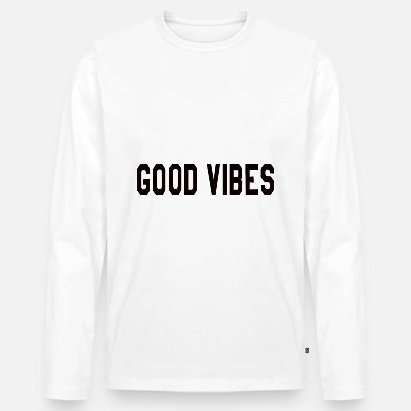 Good Vibes - Männer Premium Bio Langarmshirt - Weiß
