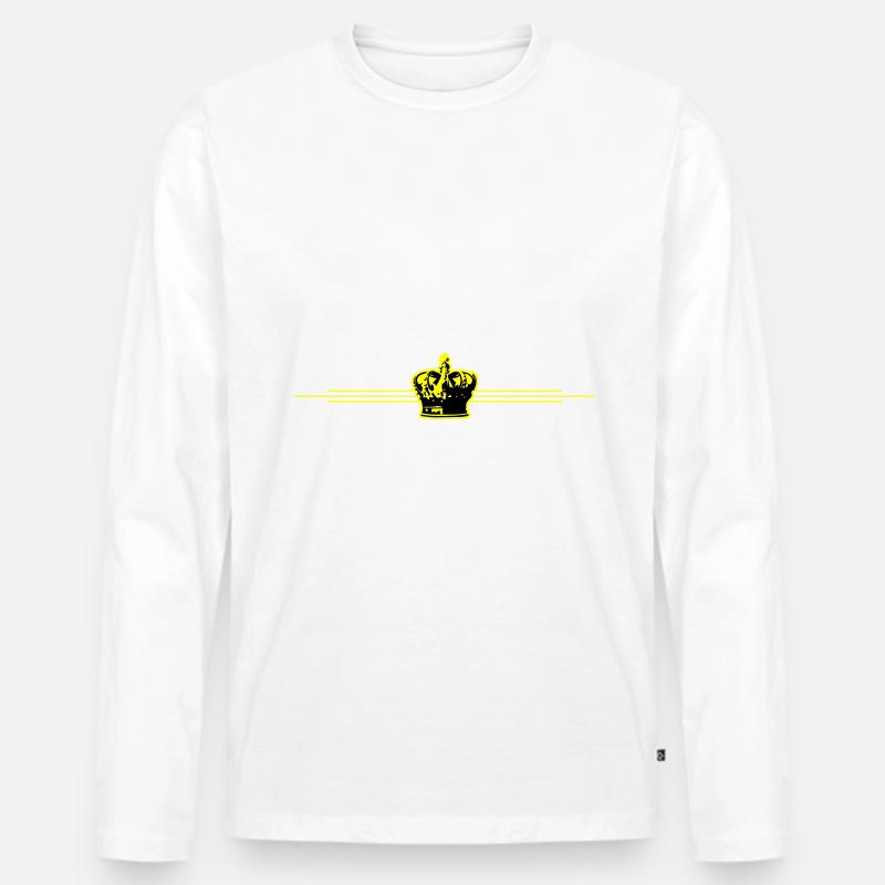 Krone Linie - Männer Premium Bio Langarmshirt - Weiß