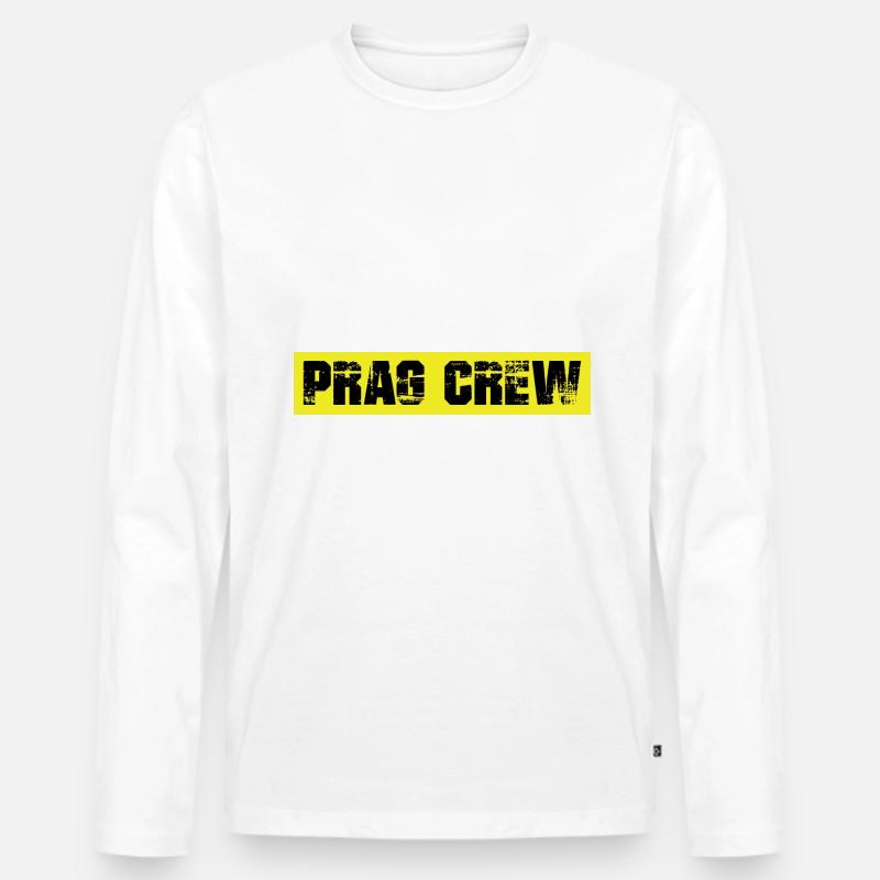 Prag Crew - Männer Premium Bio Langarmshirt - Weiß