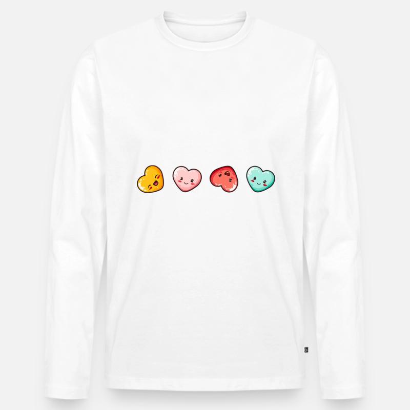 Herzen Liebe Comic Love - Männer Premium Bio Langarmshirt - Weiß