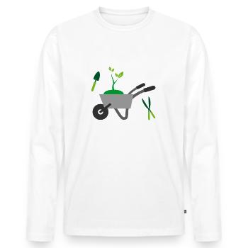 Jardinier Jardinage Je serai dans mon bureau Drôle Gard - T-shirt manches longues Premium bio Homme - blanc - Devant - Nico (187cm)