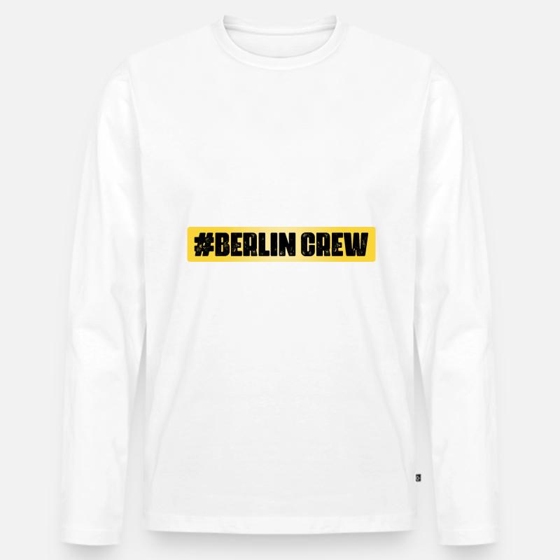 Berlin Crew - Männer Premium Bio Langarmshirt - Weiß