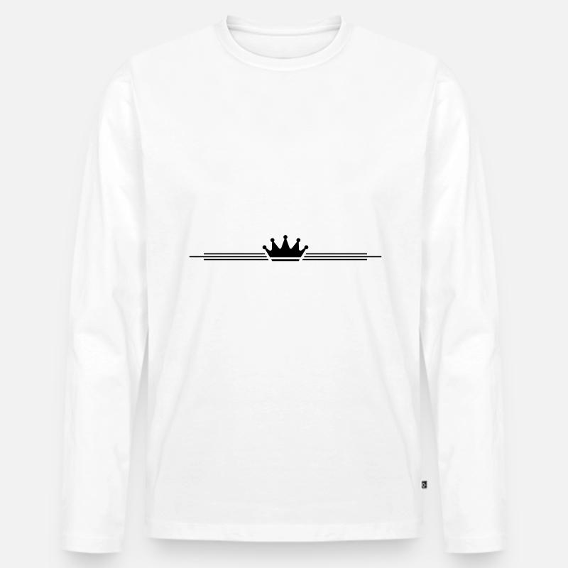 Krone Symbol Linie - Männer Premium Bio Langarmshirt - Weiß