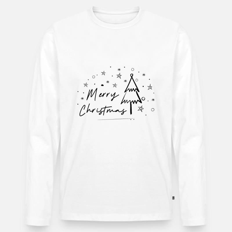 Fröhliche Weihnachten - Männer Premium Bio Langarmshirt - Weiß