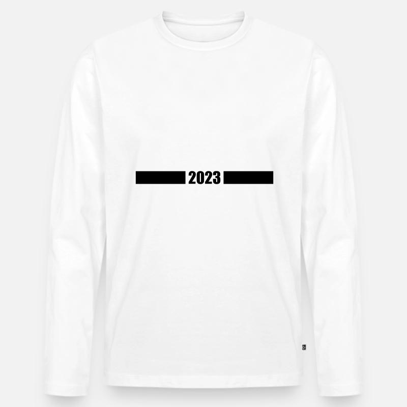 2023 Jahr - Männer Premium Bio Langarmshirt - Weiß