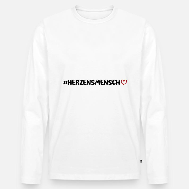 Herzensmensch Herz - Männer Premium Bio Langarmshirt - Weiß