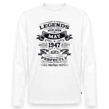 Legend May 1947 Born 1947 Birthday 1947 - Men's Premium Organic Long Sleeve Shirt - white - Front - Nico (187cm)